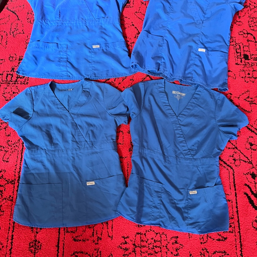 3 Grey's Anatomy Royal Blue Scrub Top. Super Soft. Size Medium. Plus 1 more